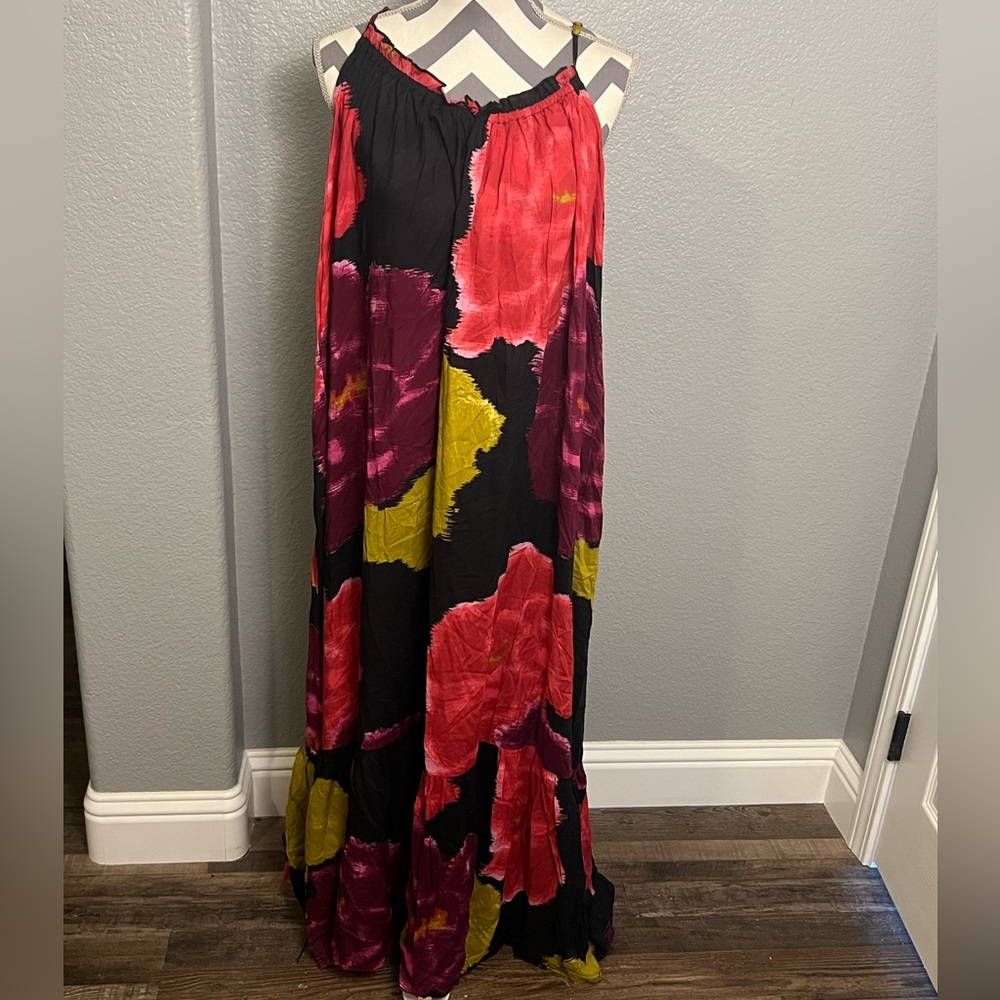 Anthropologie Floral Maxi Dress low back size large NWT